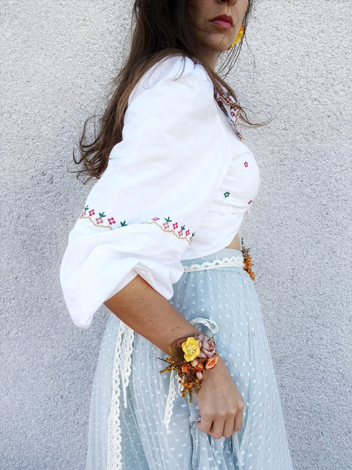 Autumn Flower Bracelet: Burnt Orange Wedding Wrist Corsage – handmade floral hair accessory by magaela
