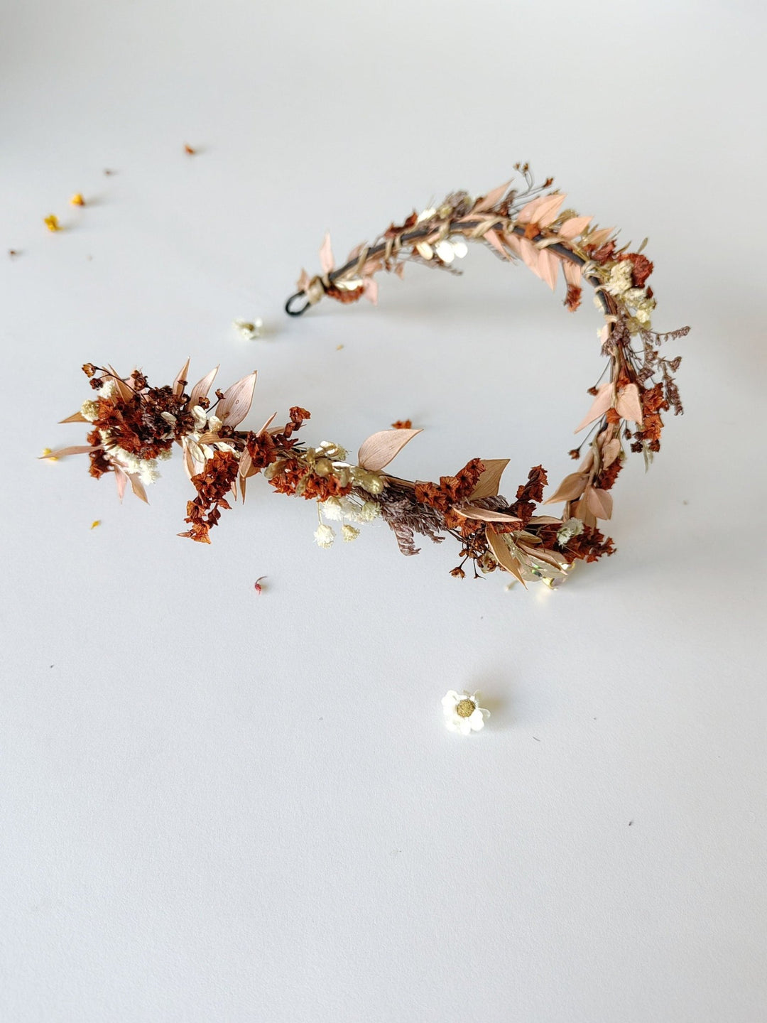 Terracotta Flower Crown: Rustic Bridal Tiara, Autumn Wedding – handmade floral hair accessory by magaela