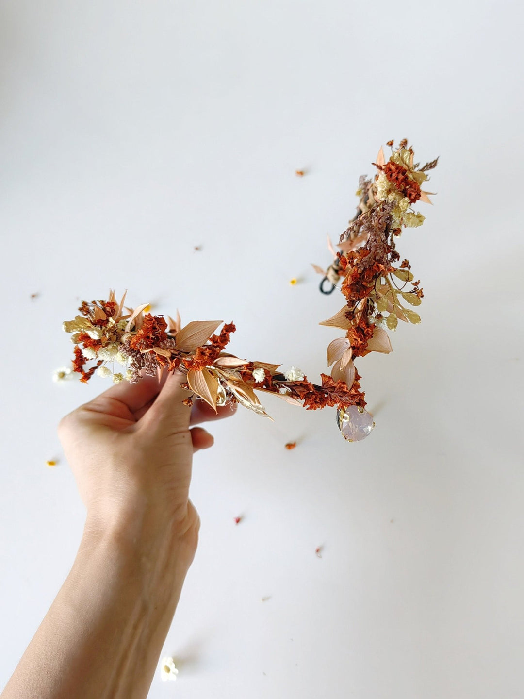 Terracotta Flower Crown: Rustic Bridal Tiara, Autumn Wedding – handmade floral hair accessory by magaela