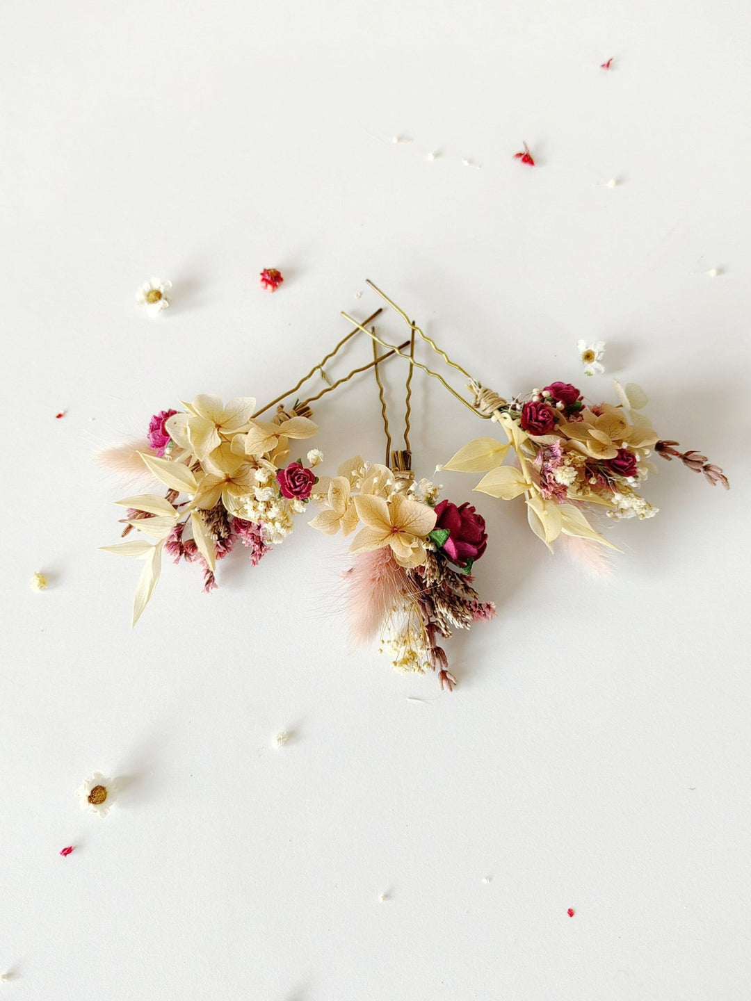 Burgundy Rose Hairpins: Autumn Wedding Bridal Hair Accessory – handmade floral hair accessory by magaela