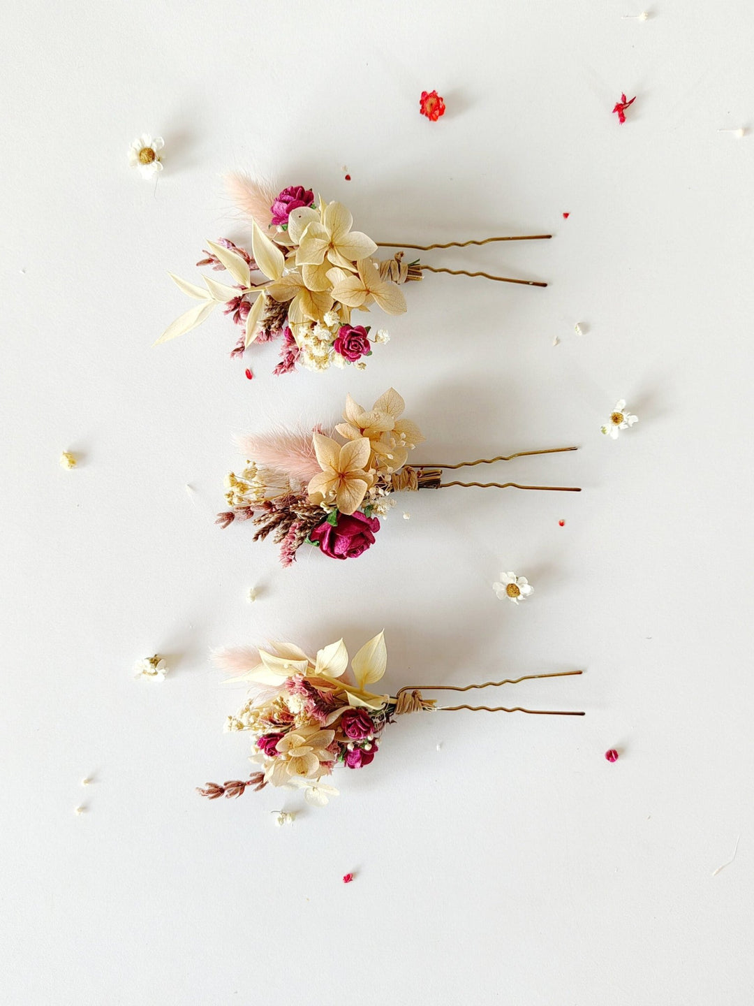 Burgundy Rose Hairpins: Autumn Wedding Bridal Hair Accessory – handmade floral hair accessory by magaela