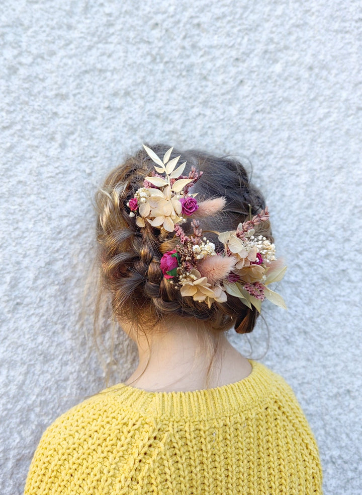 Burgundy Rose Hairpins: Autumn Wedding Bridal Hair Accessory – handmade floral hair accessory by magaela