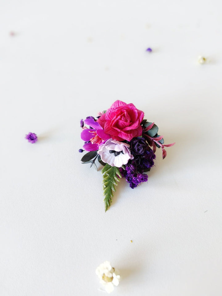 Magenta Flower Ring: Boho Wedding Jewelry, Adjustable Band – handmade floral hair accessory by magaela
