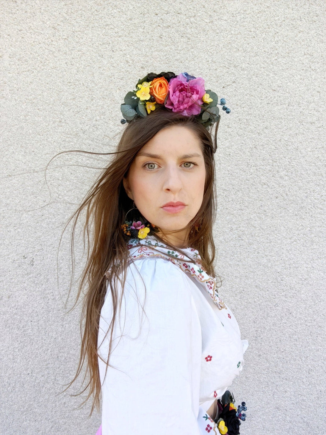 Frida headpiece for kids: Mexican Day of the Dead headband – handmade floral hair accessory by magaela