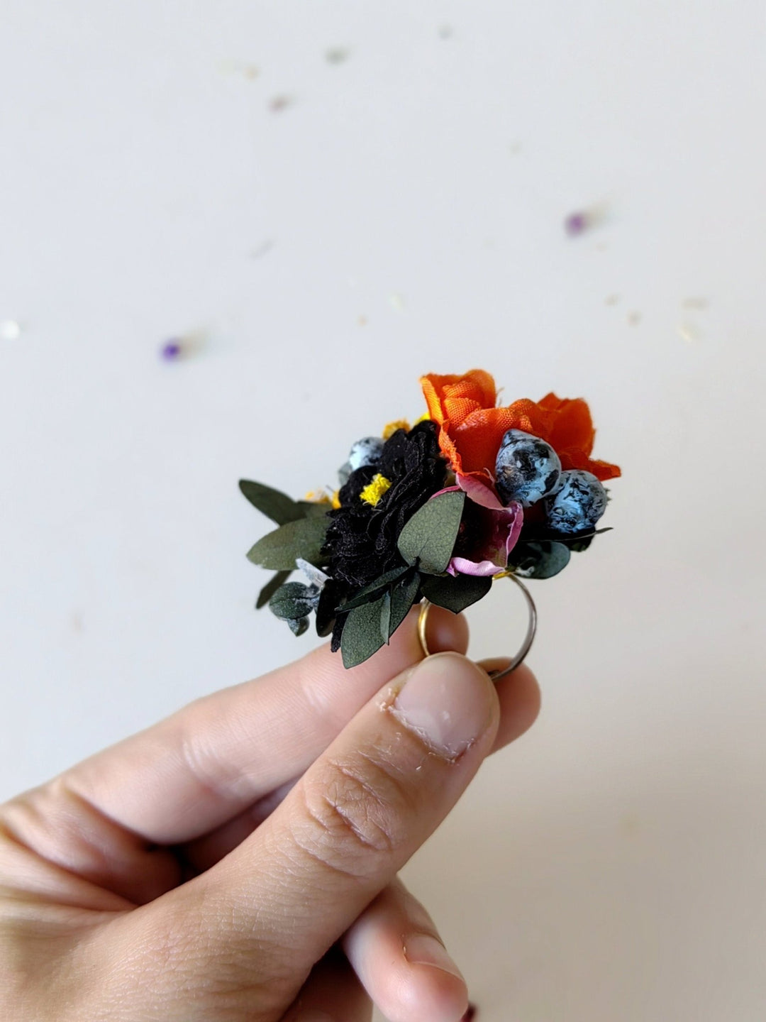 Boho Flower Ring: Frida Style Adjustable Floral Jewelry – handmade floral hair accessory by magaela