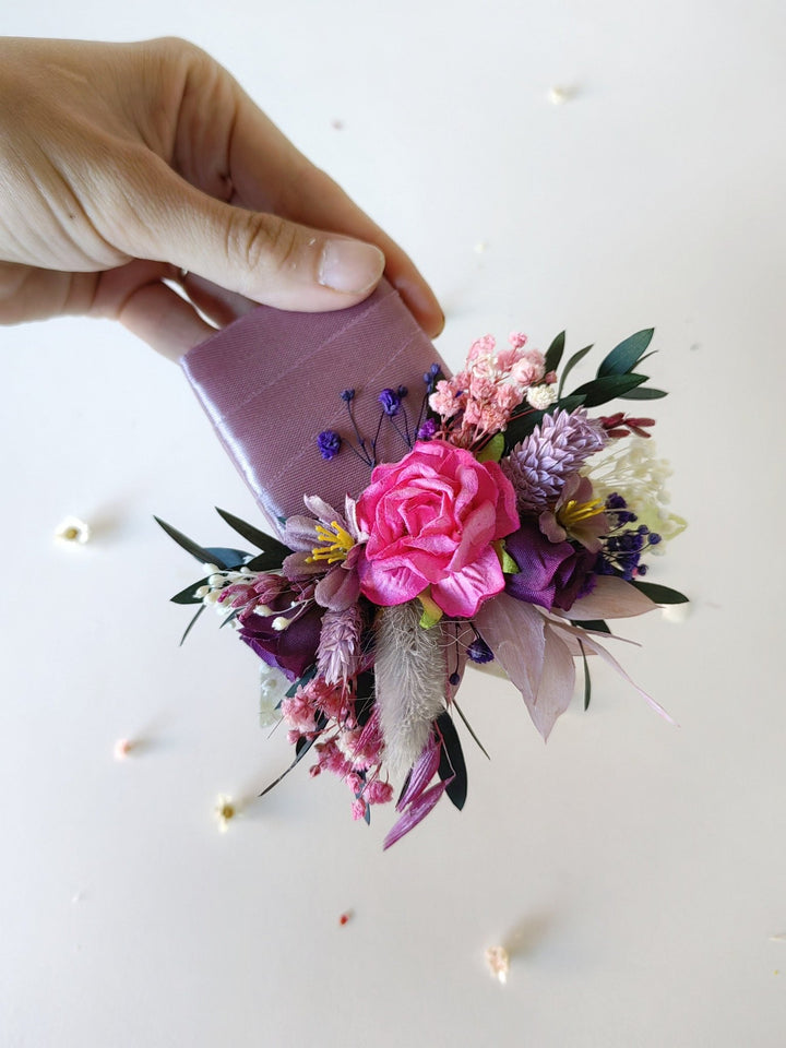 Magenta Flower Pocket Boutonniere: Boho Groom Accessory – handmade floral hair accessory by magaela