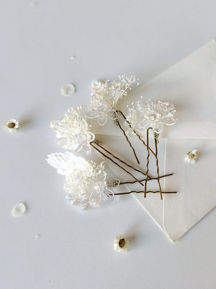 Glam Wedding Flower Hair Pins: Bridal Hair Accessory – handmade floral hair accessory by magaela