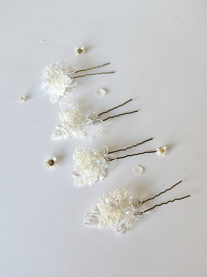 Glam Wedding Flower Hair Pins: Bridal Hair Accessory – handmade floral hair accessory by magaela