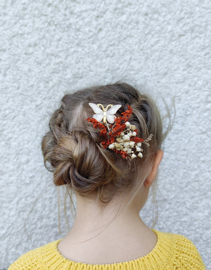 Terracotta Butterfly Hairpins: Autumn Wedding Bridal Hair Accessory – handmade floral hair accessory by magaela