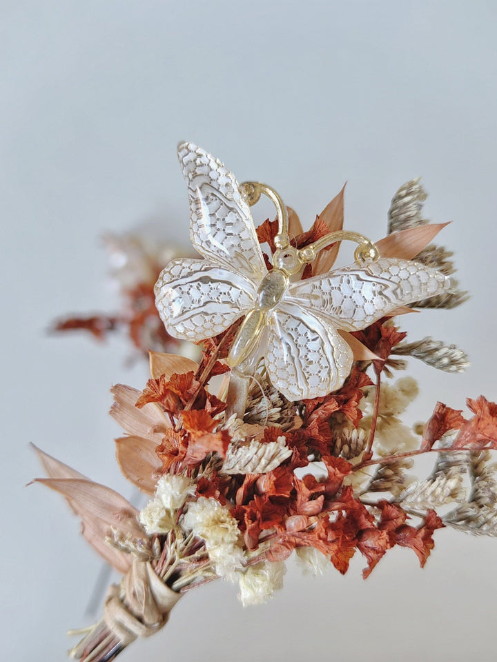 Terracotta Butterfly Hairpins: Autumn Wedding Bridal Hair Accessory – handmade floral hair accessory by magaela