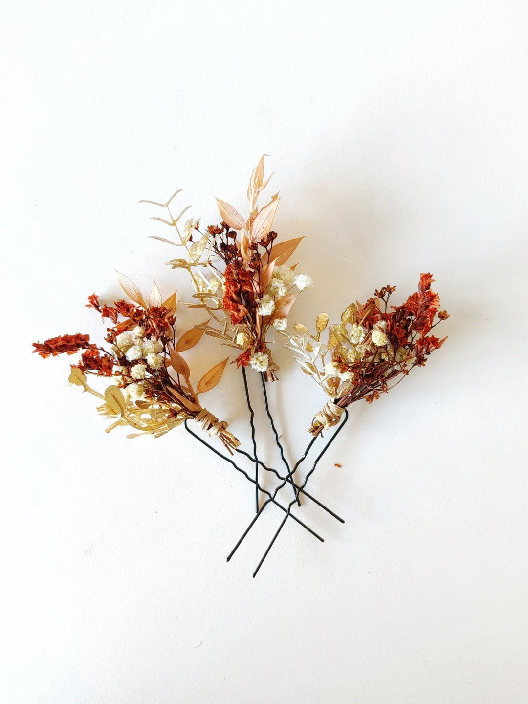 Terracotta Flower Hairpins: Boho Autumn Wedding Hair Accessories – handmade floral hair accessory by magaela