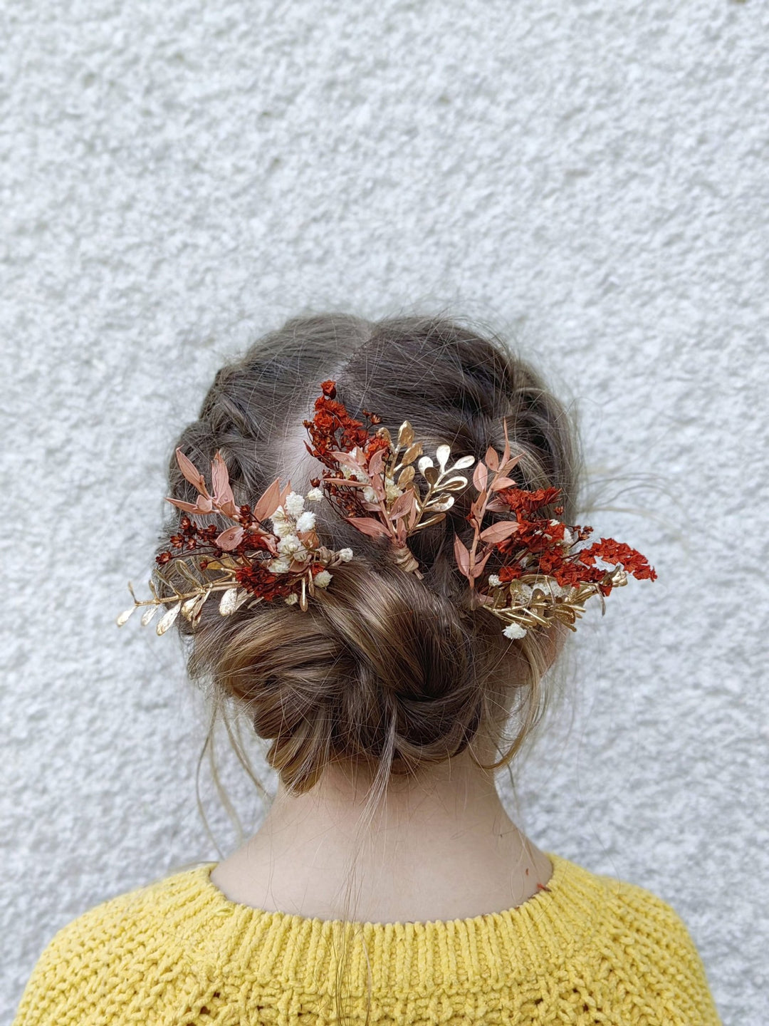 Terracotta Flower Hairpins: Boho Autumn Wedding Hair Accessories – handmade floral hair accessory by magaela