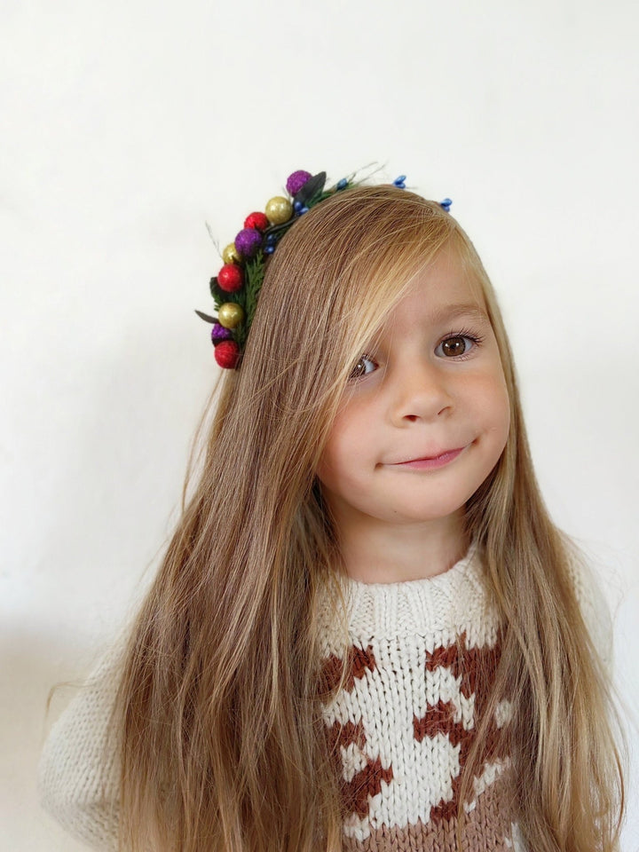 Christmas Ball Headband: Funky Holiday Party Headpiece – handmade floral hair accessory by magaela