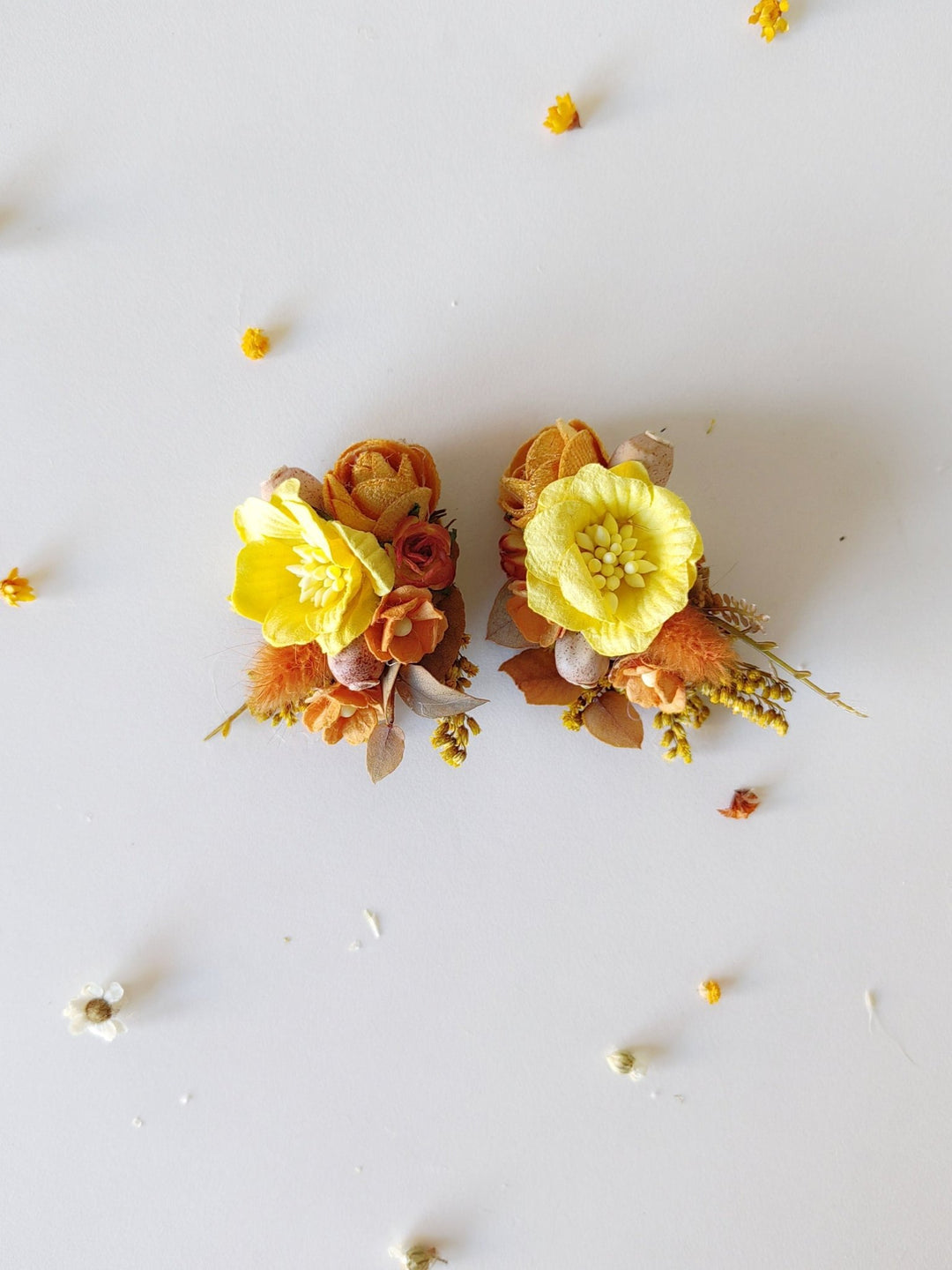 Orange Flower Earrings: Autumn Wedding Jewelry – handmade floral hair accessory by magaela