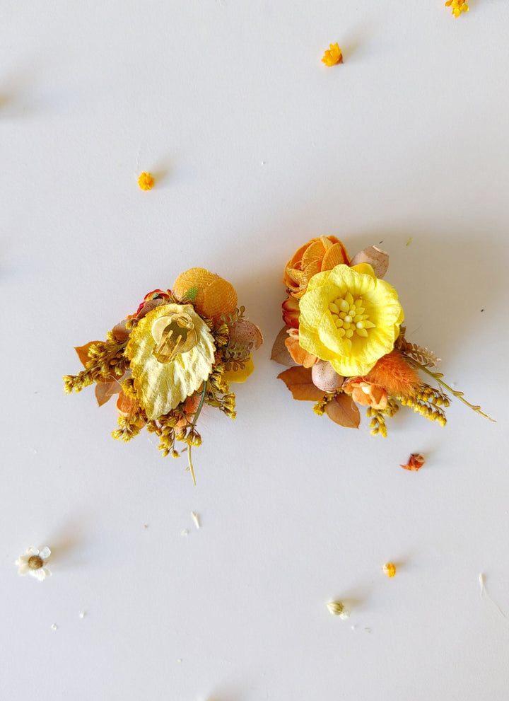 Orange Flower Earrings: Autumn Wedding Jewelry – handmade floral hair accessory by magaela