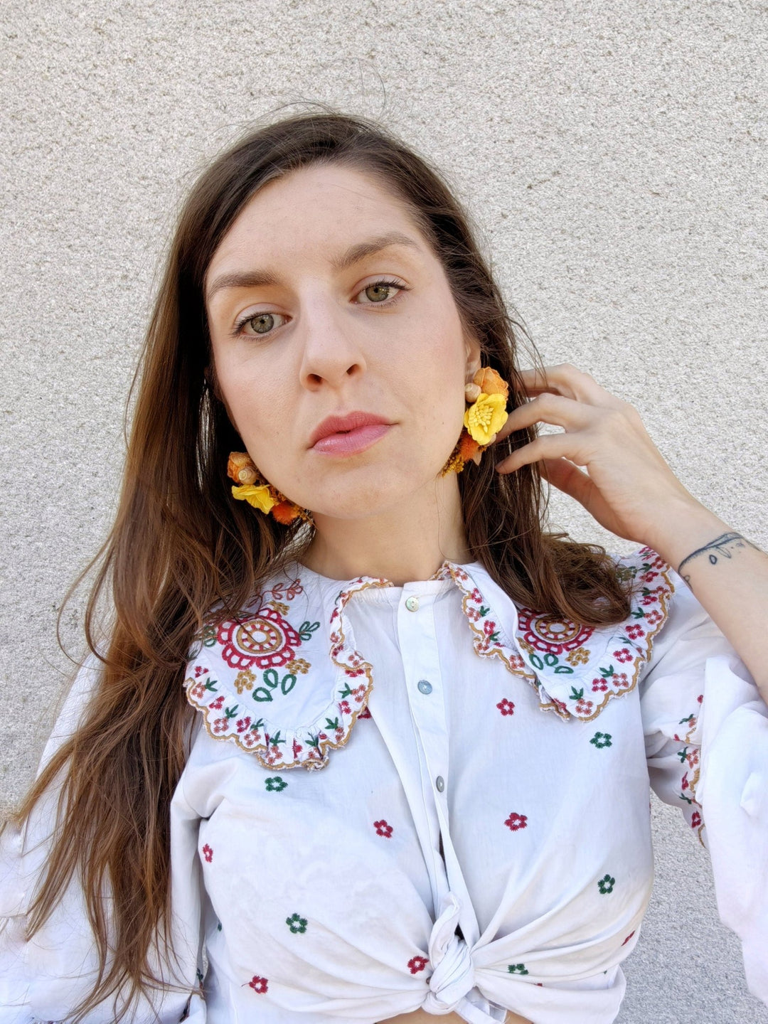 Orange Flower Earrings: Autumn Wedding Jewelry – handmade floral hair accessory by magaela