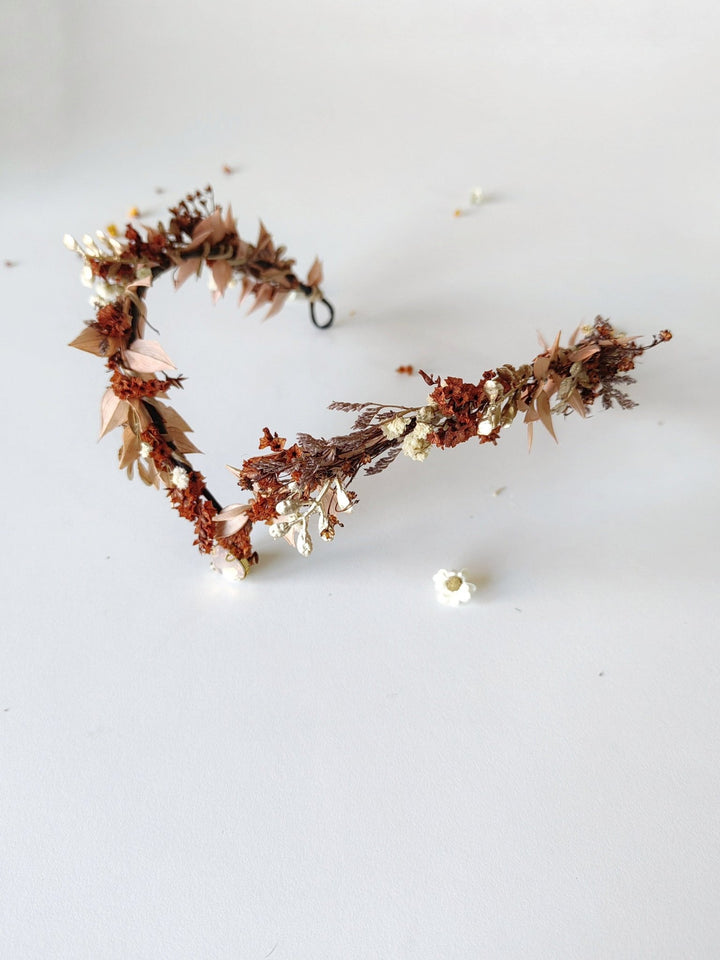 Terracotta Flower Crown: Rustic Bridal Tiara, Autumn Wedding – handmade floral hair accessory by magaela