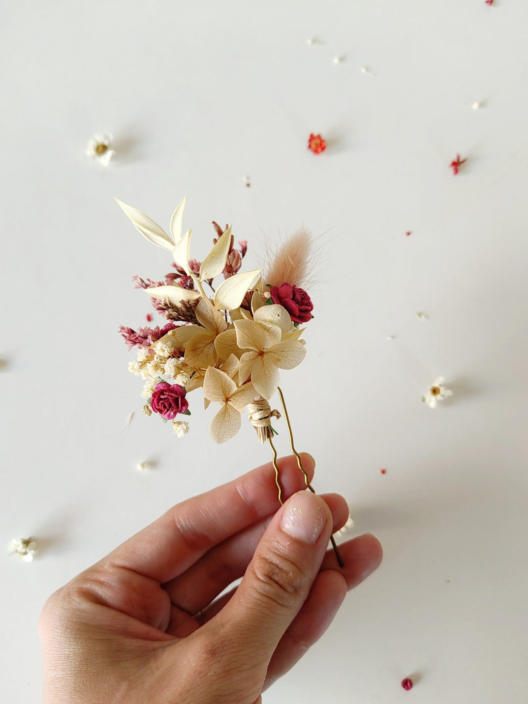 Burgundy Rose Hairpins: Autumn Wedding Bridal Hair Accessory – handmade floral hair accessory by magaela