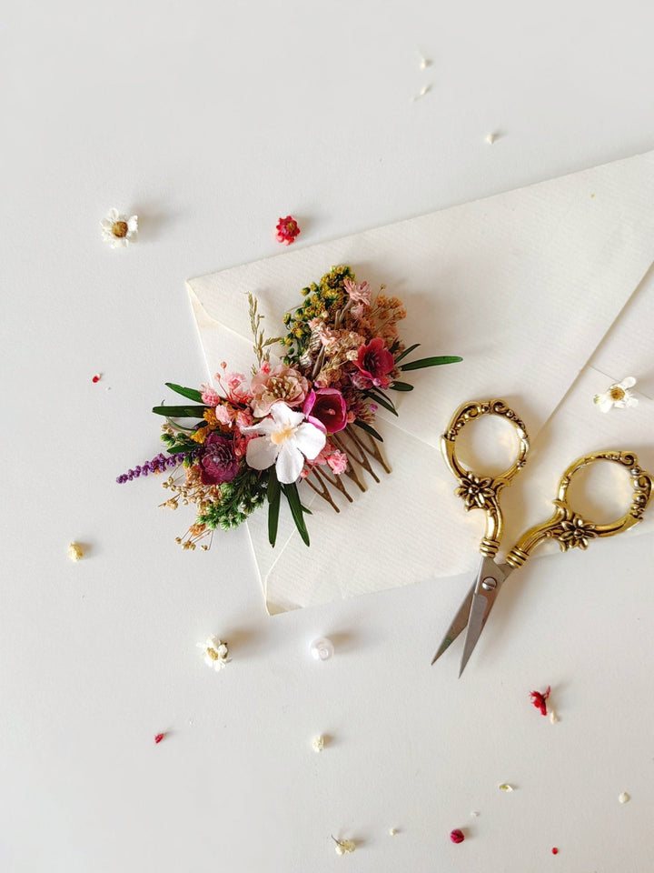 Autumn Flower Hair Comb: Rustic Wedding Bridal Hair Accessory – handmade floral hair accessory by magaela