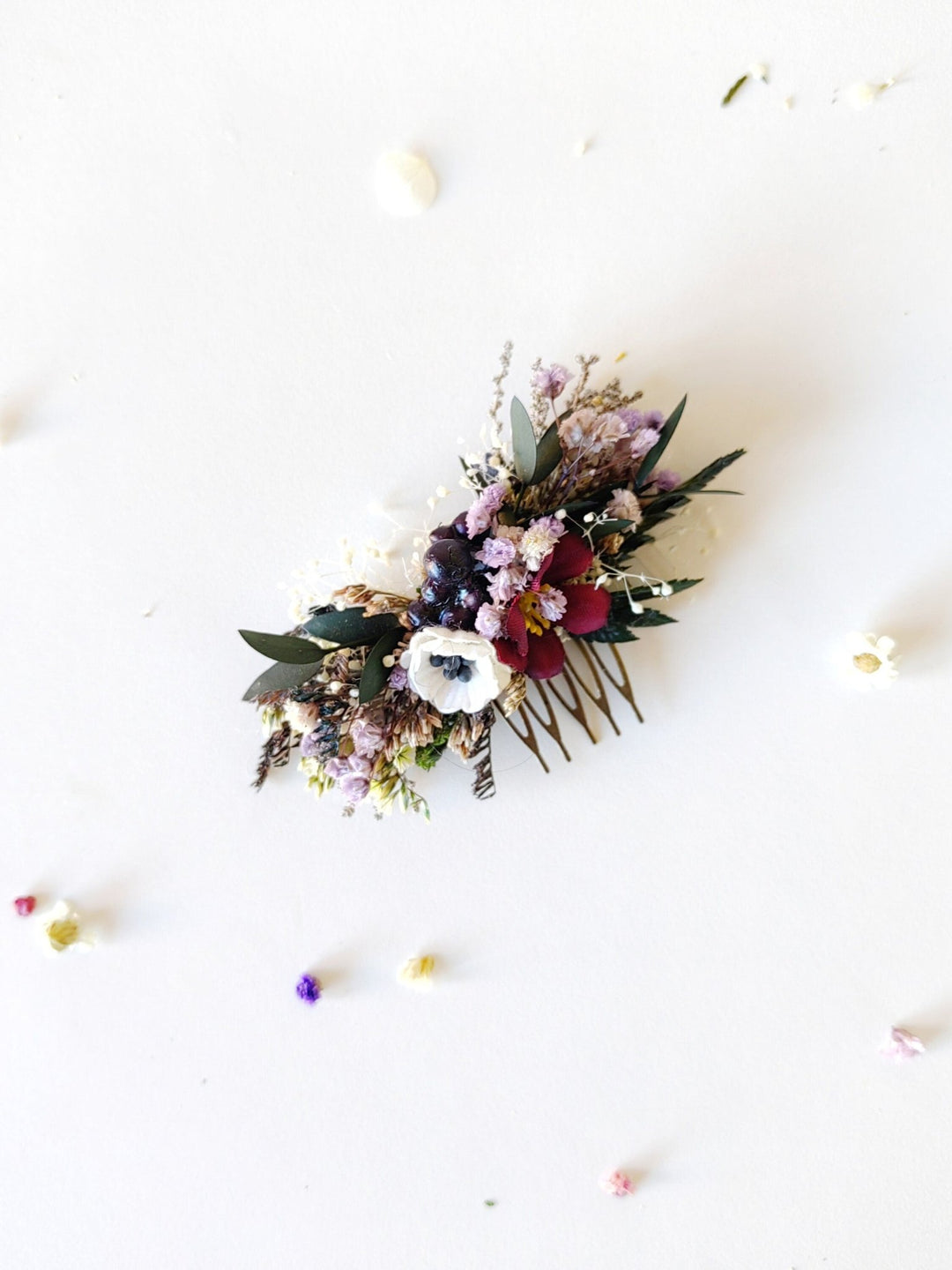 Burgundy Floral Hair Comb: Autumn Wedding Bridal Hairpiece – handmade floral hair accessory by magaela