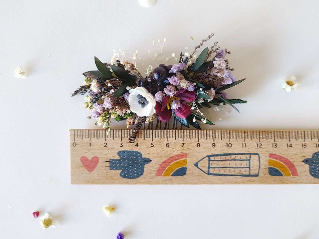 Burgundy Floral Hair Comb: Autumn Wedding Bridal Hairpiece – handmade floral hair accessory by magaela