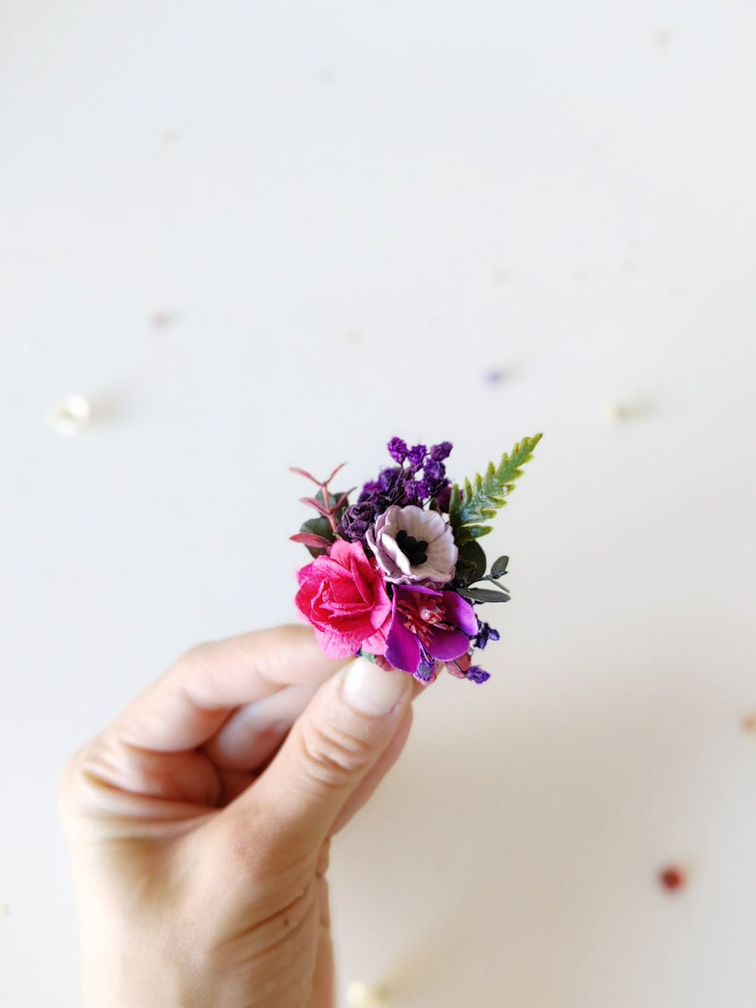 Magenta Flower Ring: Boho Wedding Jewelry, Adjustable Band – handmade floral hair accessory by magaela
