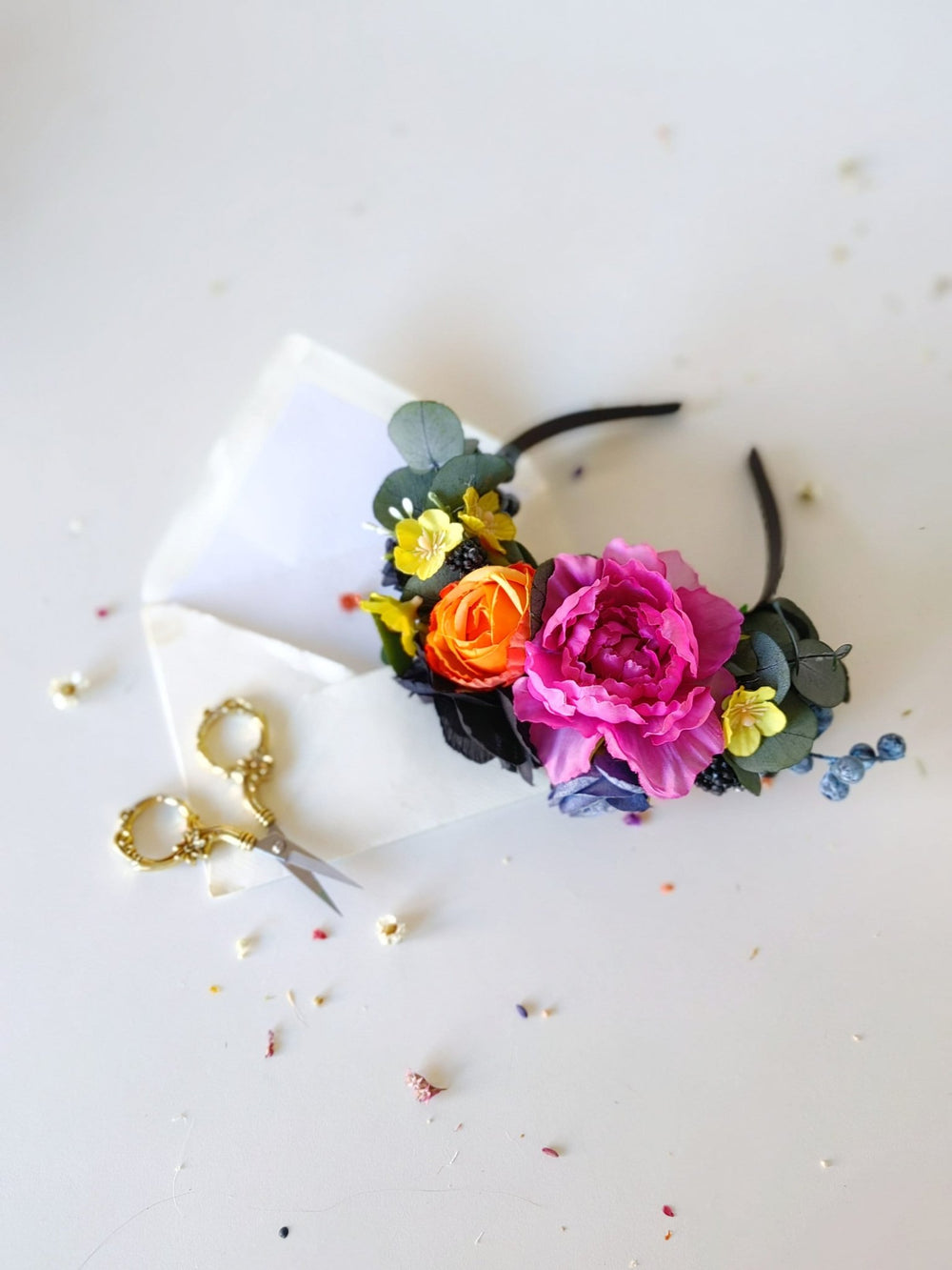 Frida headpiece for kids: Mexican Day of the Dead headband – handmade floral hair accessory by magaela