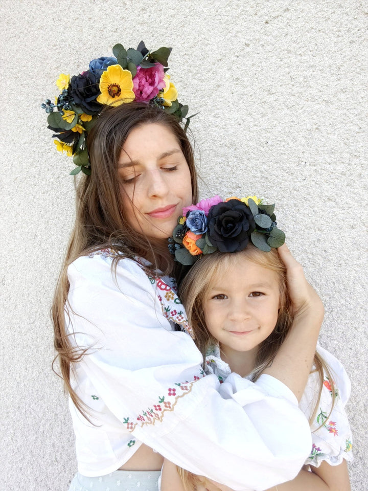 Frida headpiece for kids: Mexican Day of the Dead headband – handmade floral hair accessory by magaela