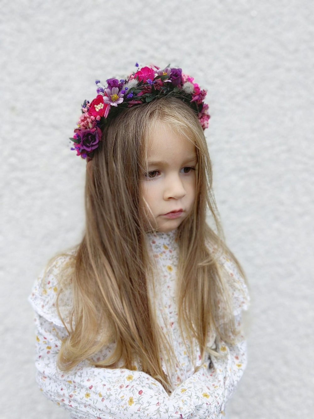 Magenta Purple Flower Headband: Boho Bridal Headpiece – handmade floral hair accessory by magaela