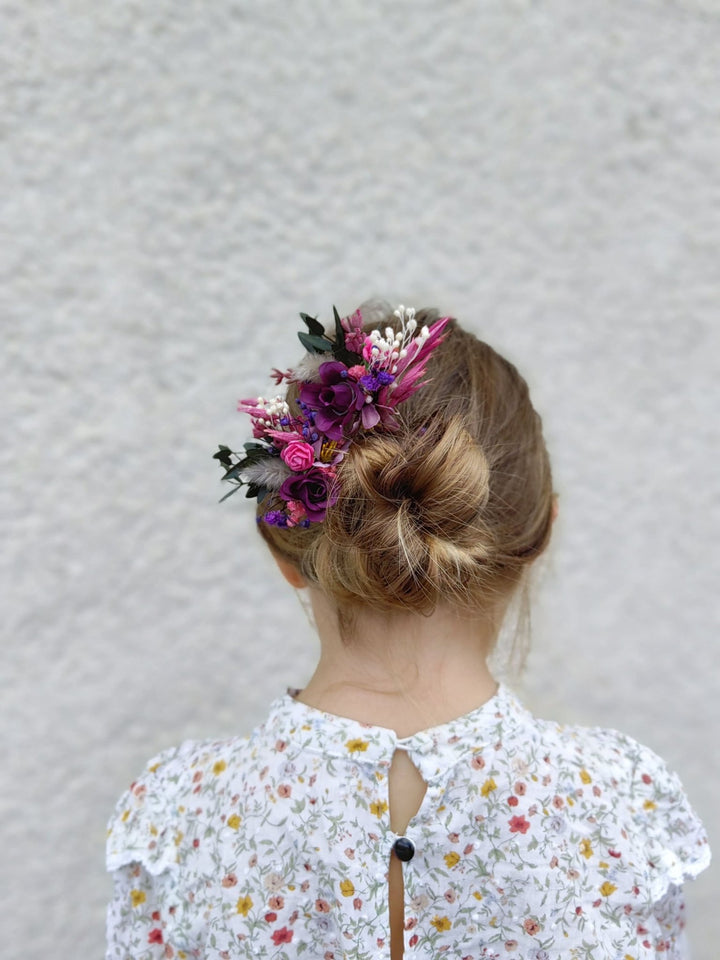 Purple Flower Hairpins: Magenta Wedding Bridal Hair Accessory – handmade floral hair accessory by magaela