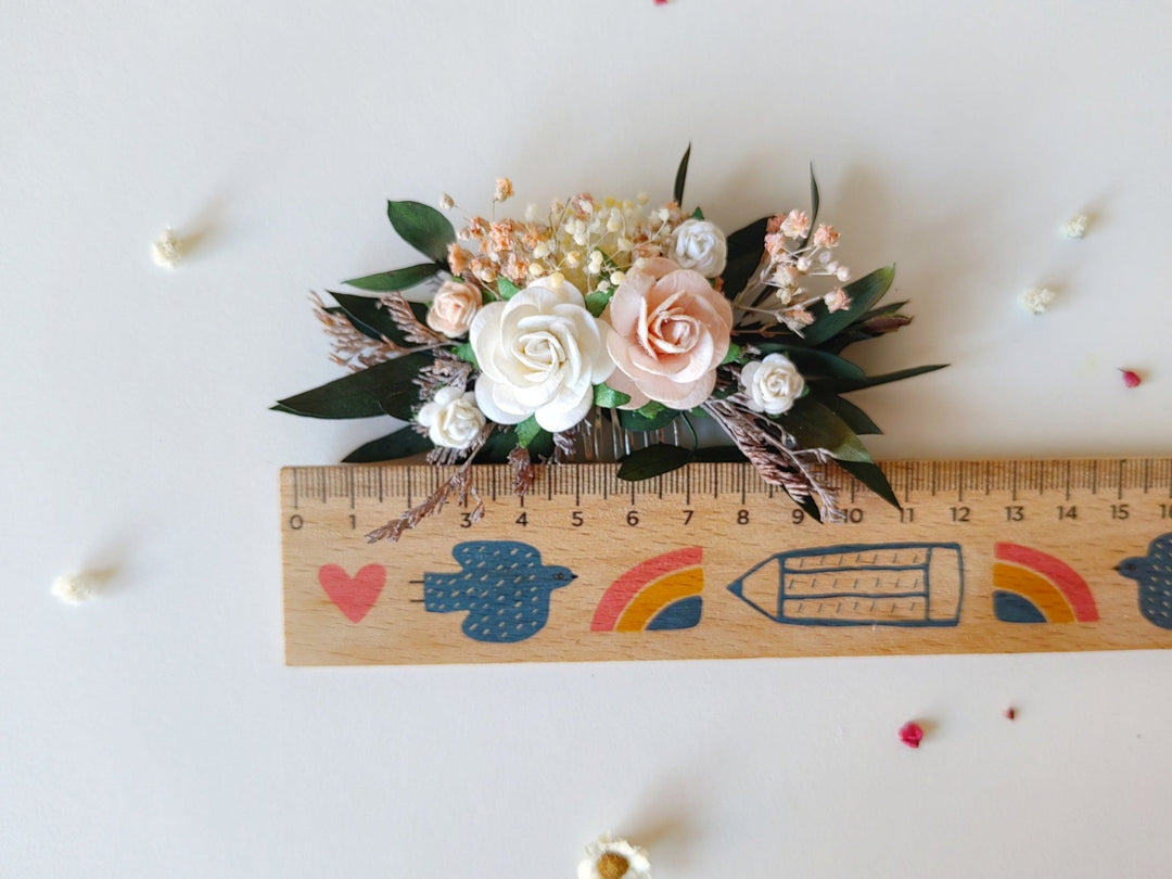 Blush Rose Hair Comb: Romantic Wedding Flower Hairpiece – handmade floral hair accessory by magaela