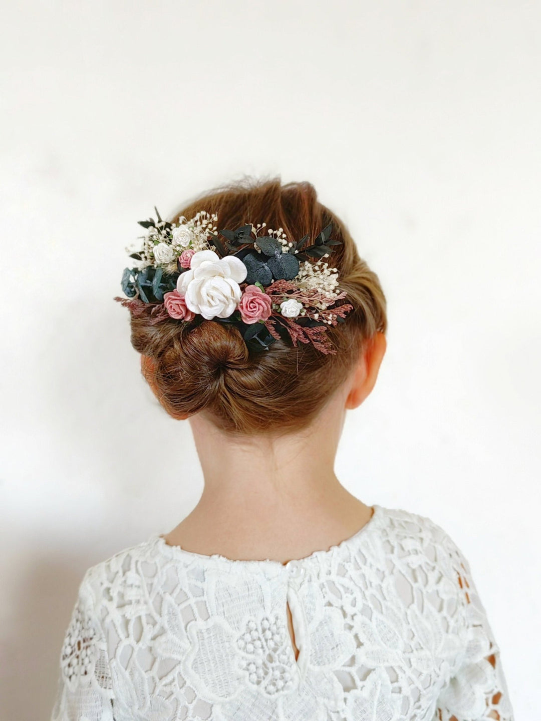 Dusty Pink Rose Bridal Hair Comb: Boho Wedding Headpiece – handmade floral hair accessory by magaela