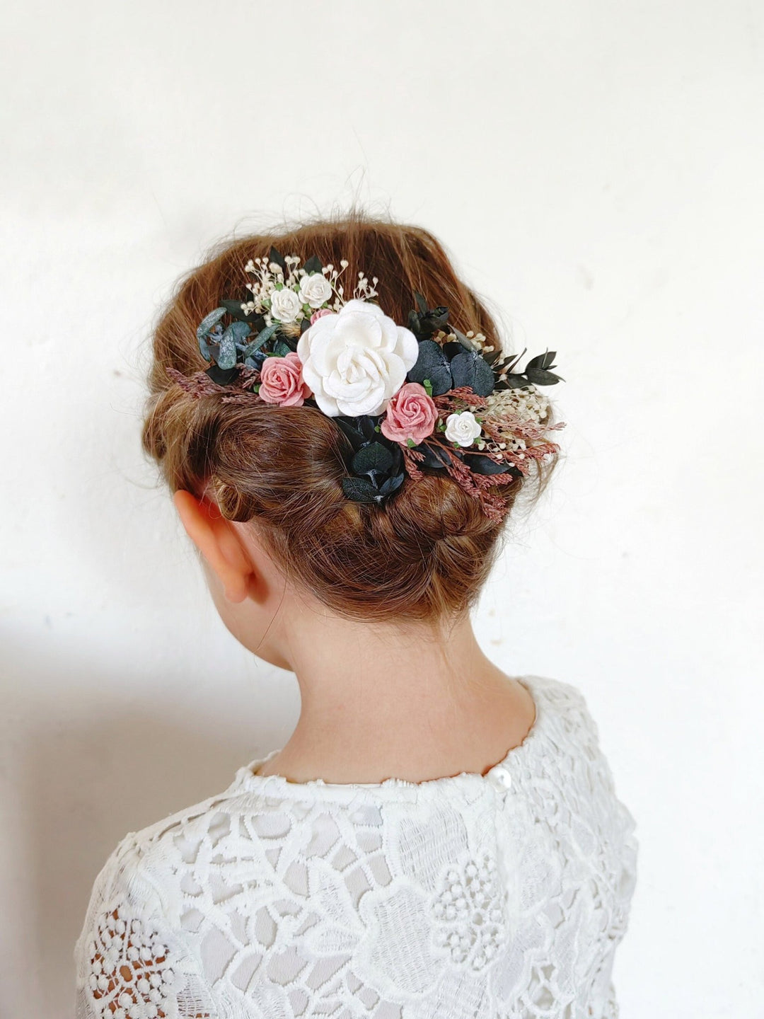 Dusty Pink Rose Bridal Hair Comb: Boho Wedding Headpiece – handmade floral hair accessory by magaela
