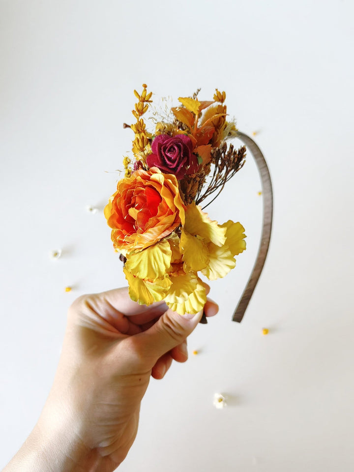Autumn Flower Headband: Fall Wedding Hair Piece with Pears – handmade floral hair accessory by magaela