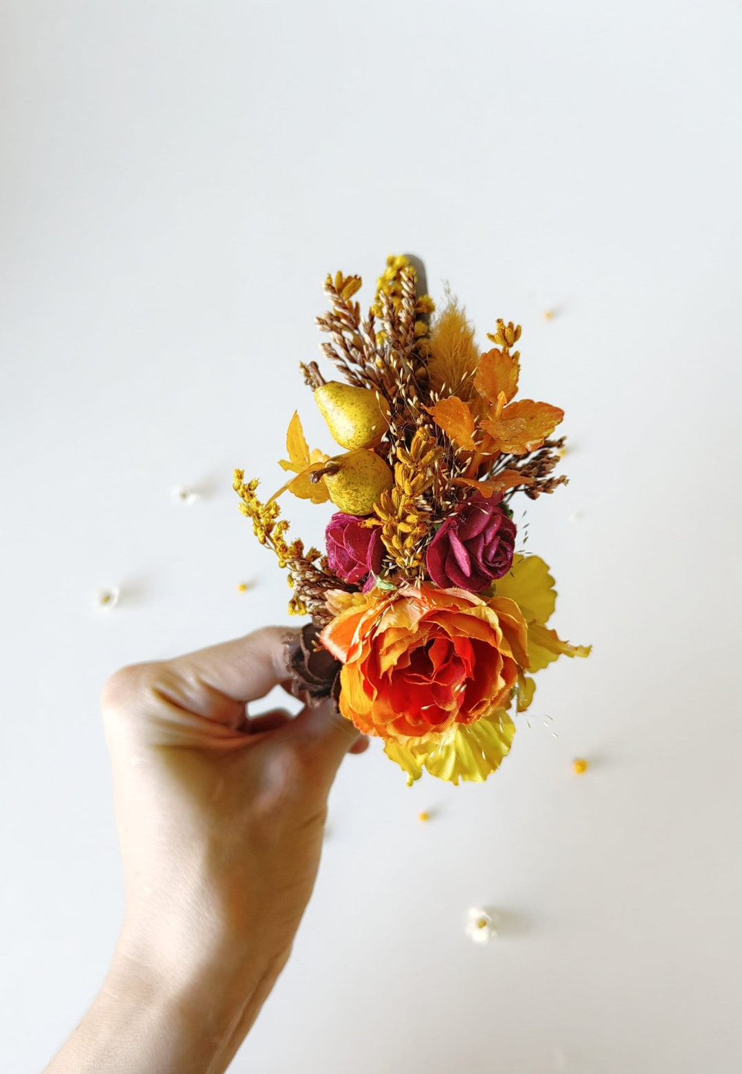 Autumn Flower Headband: Fall Wedding Hair Piece with Pears – handmade floral hair accessory by magaela