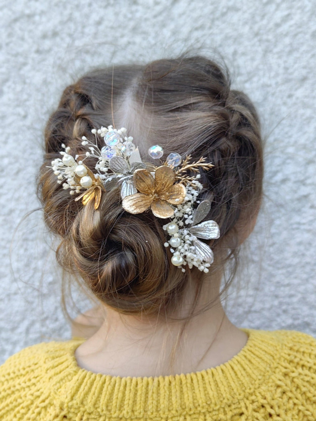 Gold & Silver Floral Hair Pins: Glam Wedding Hair Accessory – handmade floral hair accessory by magaela
