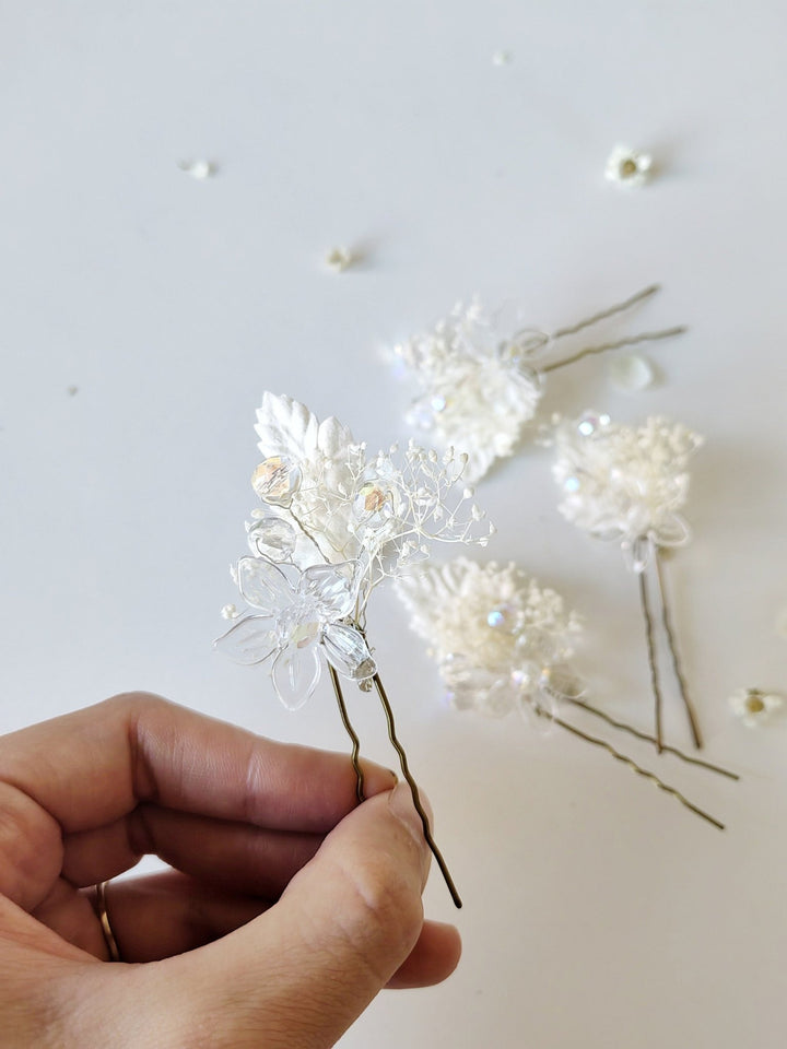 Glam Wedding Flower Hair Pins: Bridal Hair Accessory – handmade floral hair accessory by magaela