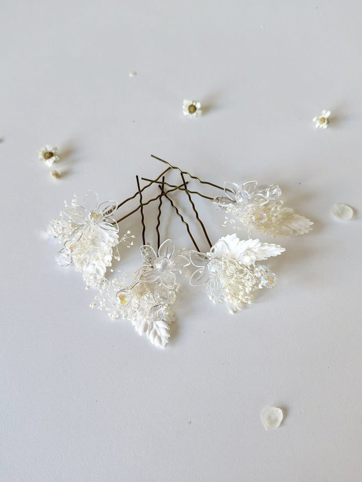 Glam Wedding Flower Hair Pins: Bridal Hair Accessory – handmade floral hair accessory by magaela
