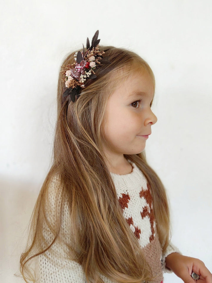 Gingerbread Christmas Headband: Powder Tone Winter Flower Accessory – handmade floral hair accessory by magaela