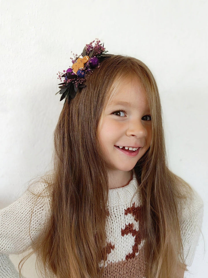 Purple Christmas Headband: Gingerbread Party Hair Accessory – handmade floral hair accessory by magaela