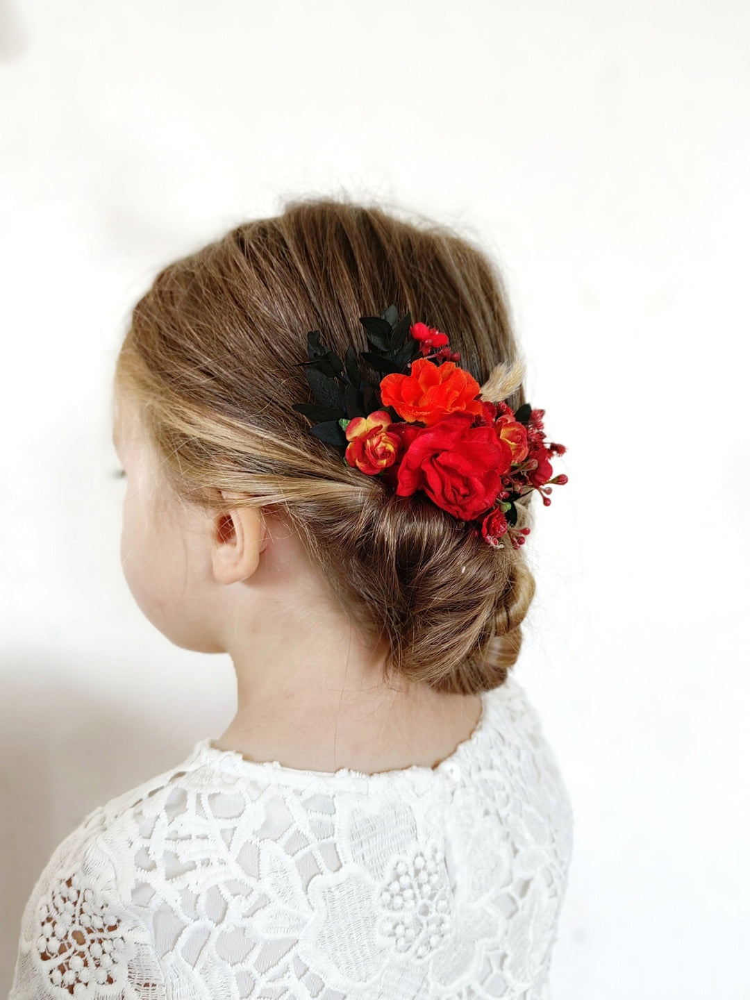 Red Floral Hair Comb: Autumn Wedding Bridal Accessory – handmade floral hair accessory by magaela