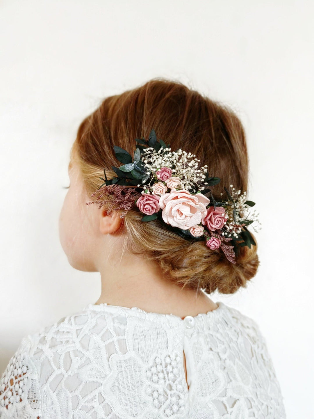 Dusty Pink Rose Hair Comb: Romantic Wedding Headpiece – handmade floral hair accessory by magaela