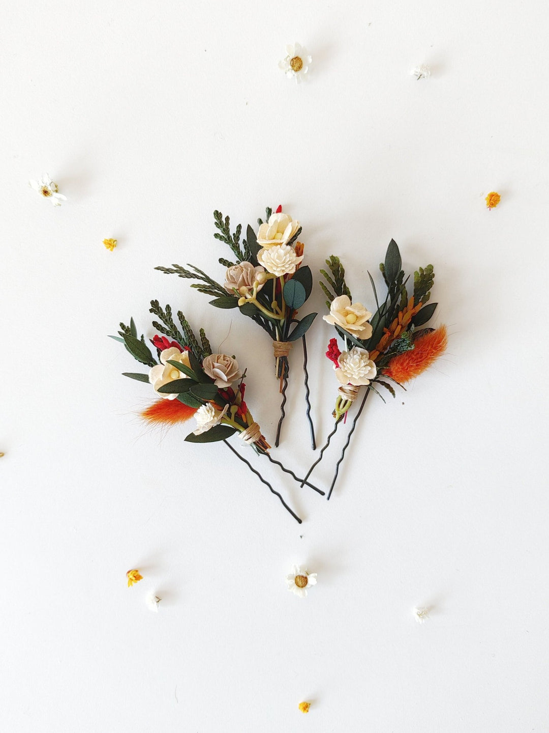 Terracotta Hair Pins – handmade floral hair accessory by magaela