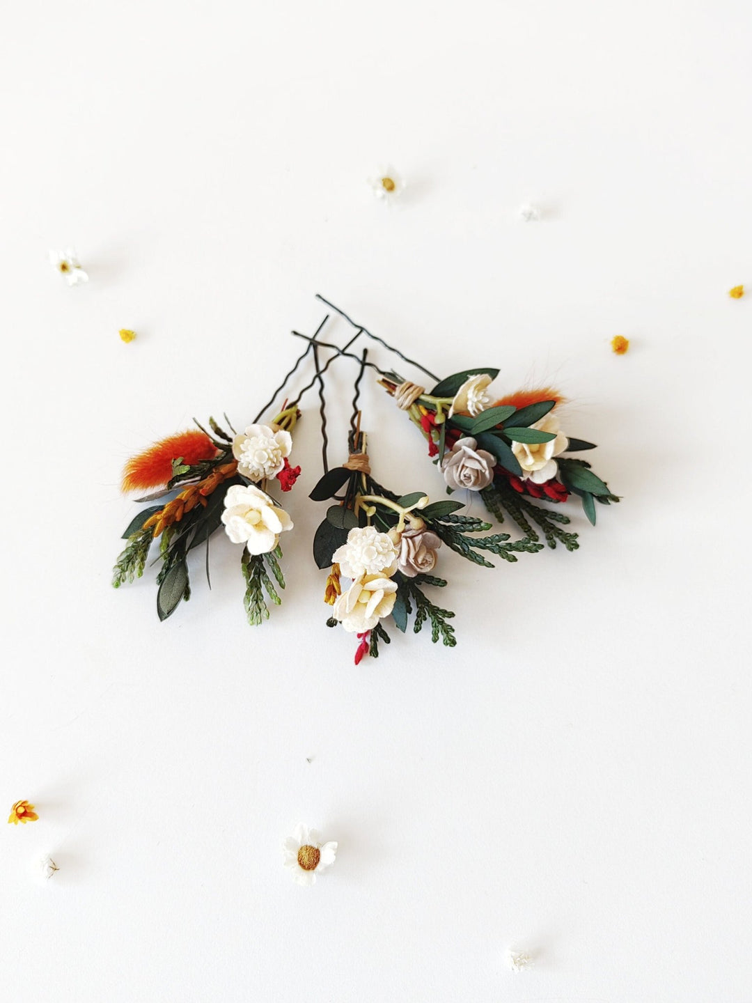 Terracotta Hair Pins – handmade floral hair accessory by magaela