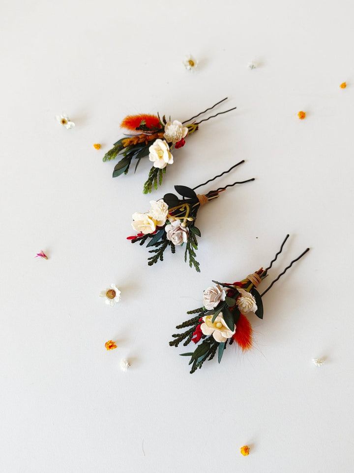 Terracotta Hair Pins – handmade floral hair accessory by magaela
