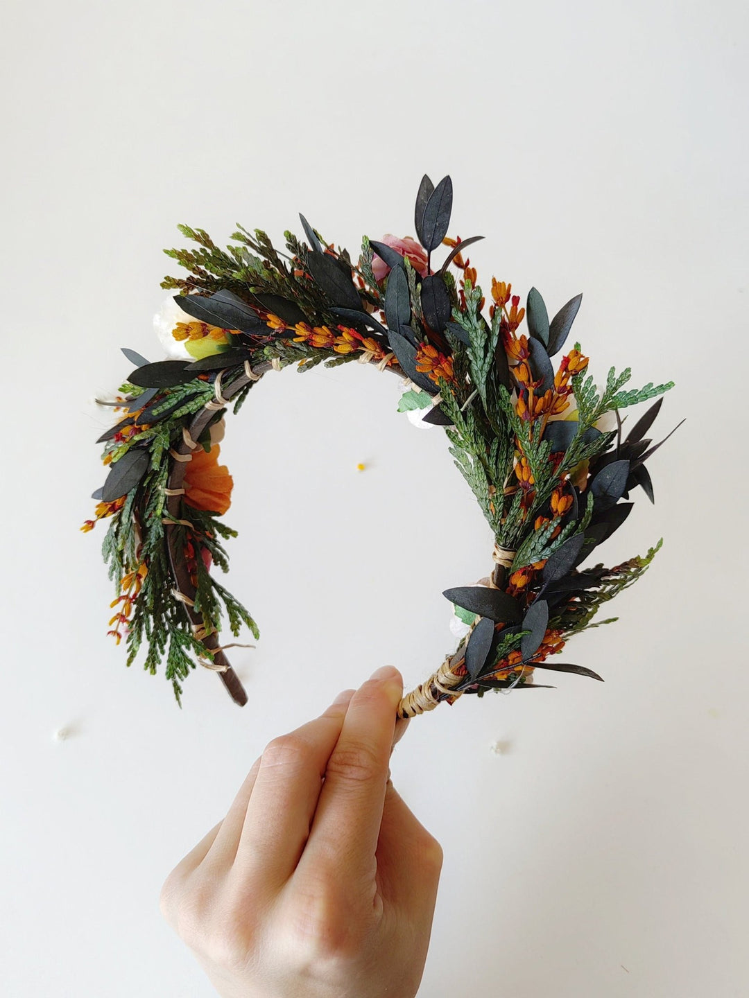 Autumn Wedding Flower Headband: Burnt Orange & Ivory Roses – handmade floral hair accessory by magaela