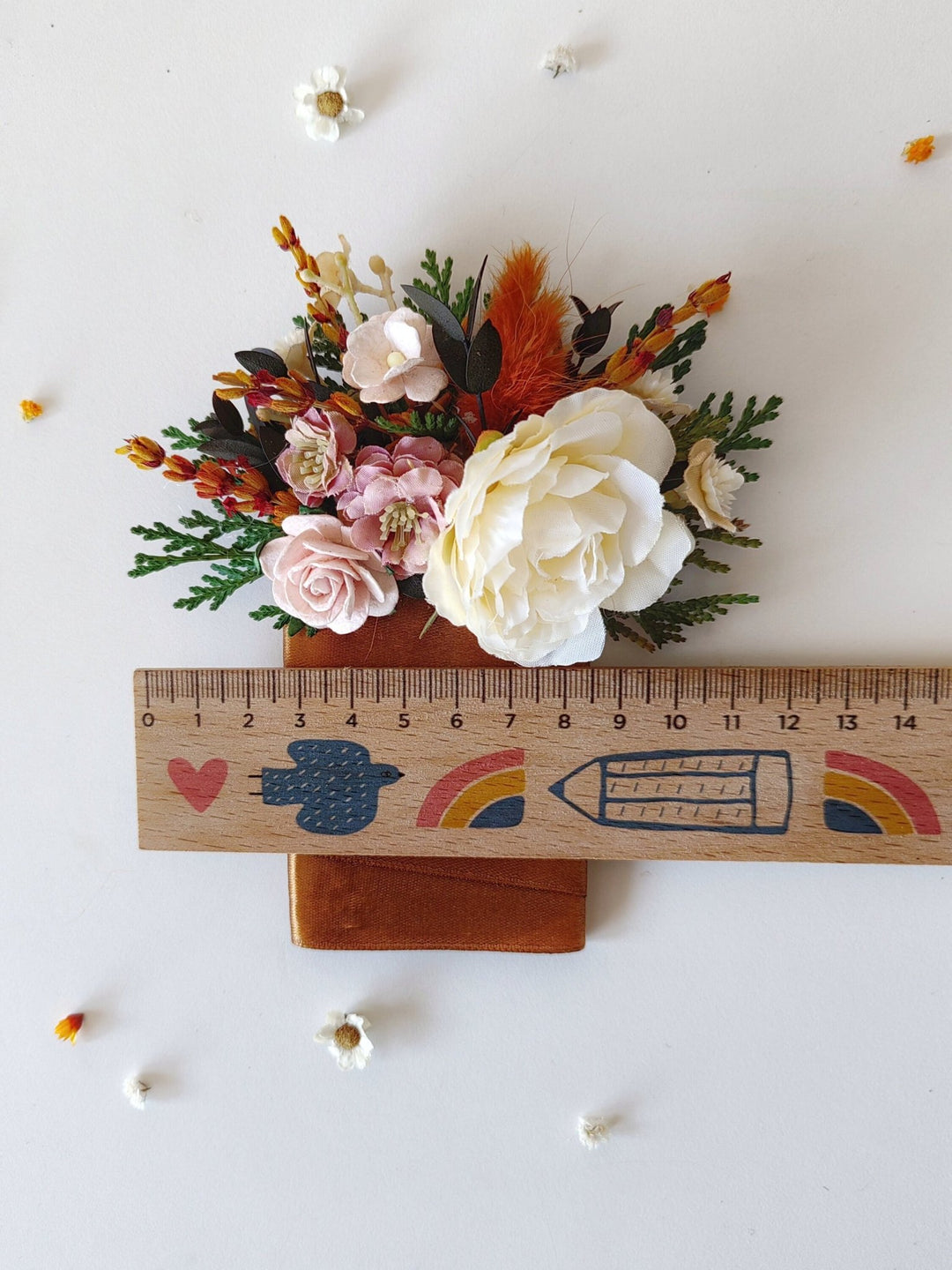 Terracotta Pocket Corsage: Autumn Wedding Groom Accessory – handmade floral hair accessory by magaela