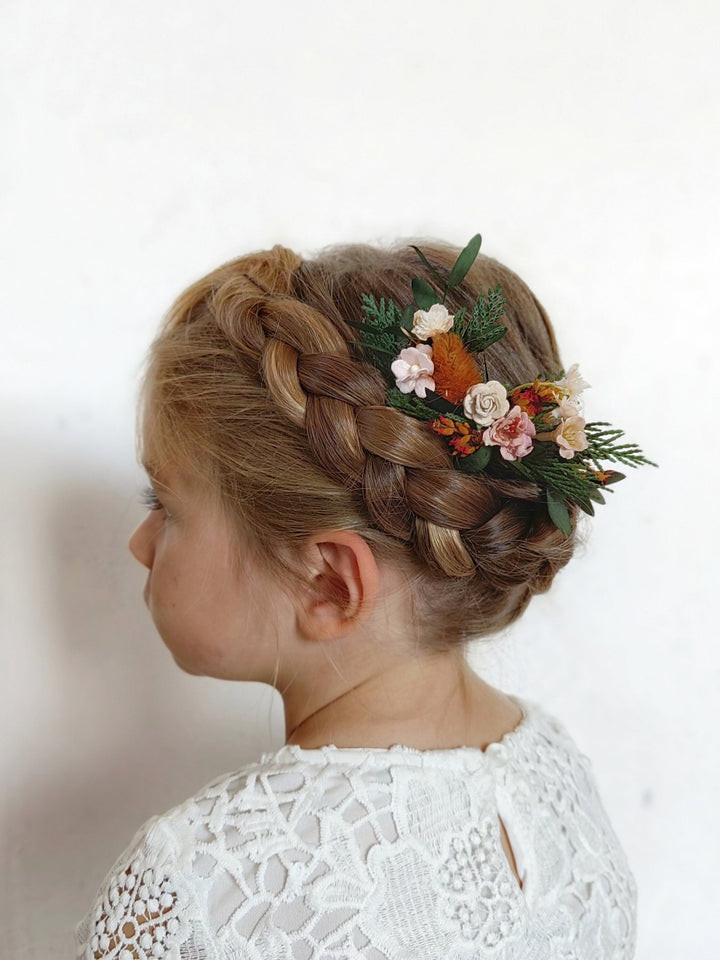Terracotta Flower Hair Comb: Autumn Wedding Headpiece – handmade floral hair accessory by magaela