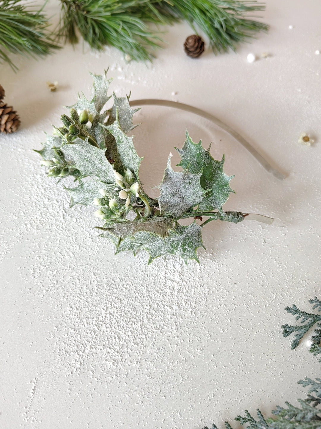 Mistletoe Christmas Headband: Winter Wedding Headpiece – handmade floral hair accessory by magaela