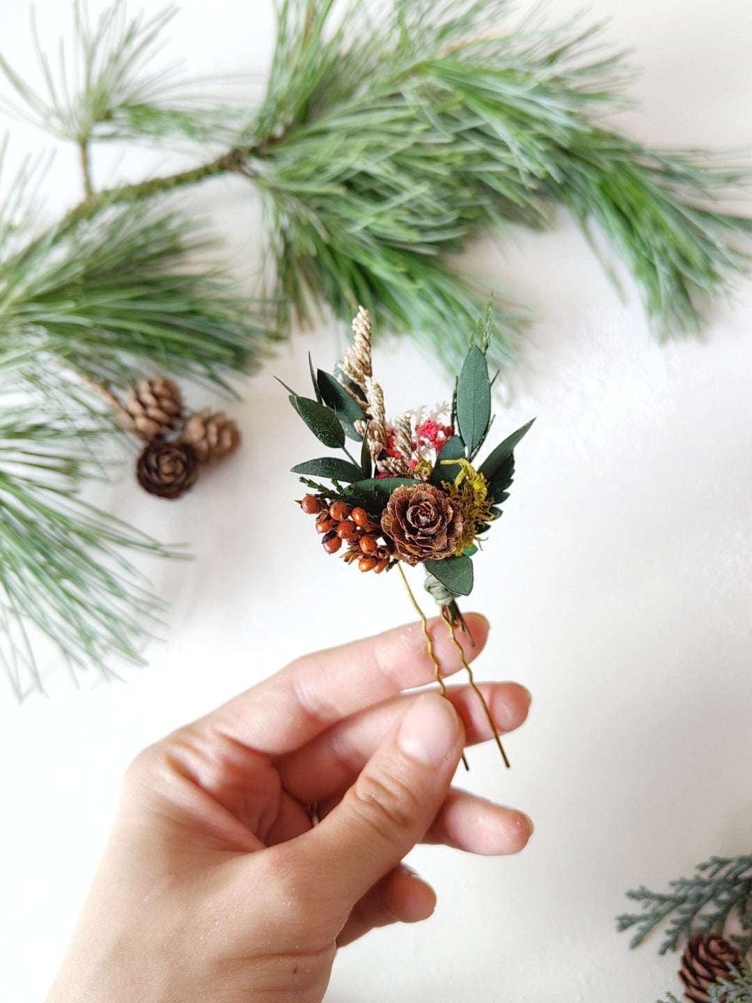 Toadstool Flower Hairpins: Vintage Woodland Wedding Headpiece – handmade floral hair accessory by magaela